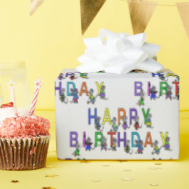 Birthday Mice op Grey Cadeaupapier