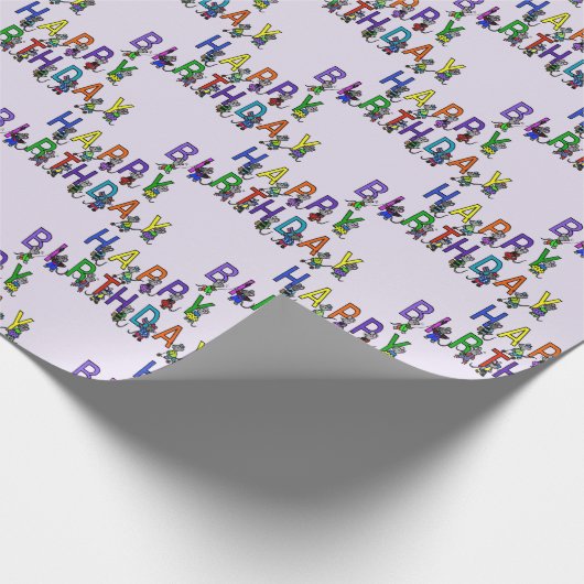 Birthday Mice op Paars Cadeaupapier (Hoek)