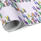 Birthday Mice op Paars Cadeaupapier (Rol Hoek)