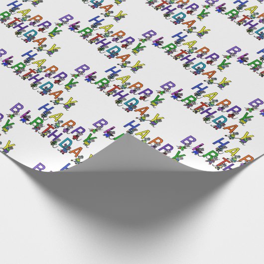 Birthday Mice op White Cadeaupapier (Hoek)