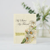 Birthday Mijn zuster Mijn vriend  bloemen Briefkaart (Staand voorkant)