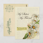 Birthday Mijn zuster Mijn vriend  bloemen Briefkaart (Voorkant / Achterkant)