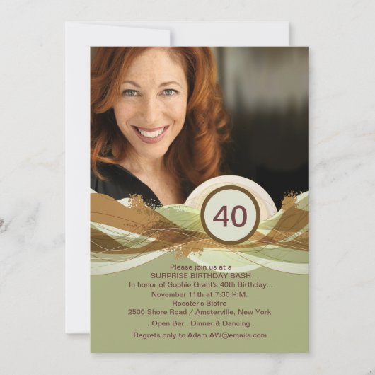 Birthday Milestone Green Photo Invitation Kaart (Voorkant)