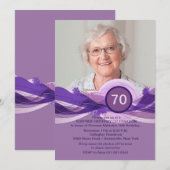 Birthday Milestone Plum Foto Uitnodiging (Voorkant / Achterkant)