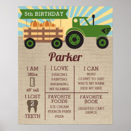 Birthday Milestone Poster Tractor Hayride Pumpkin
