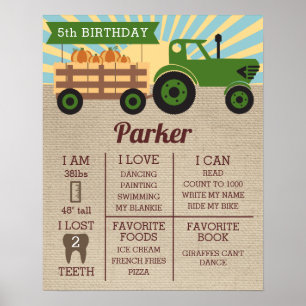 Birthday Milestone Poster Tractor Hayride Pumpkin