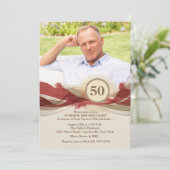 Birthday Milestone Tan Photo Invitation Kaart (Staand voorkant)
