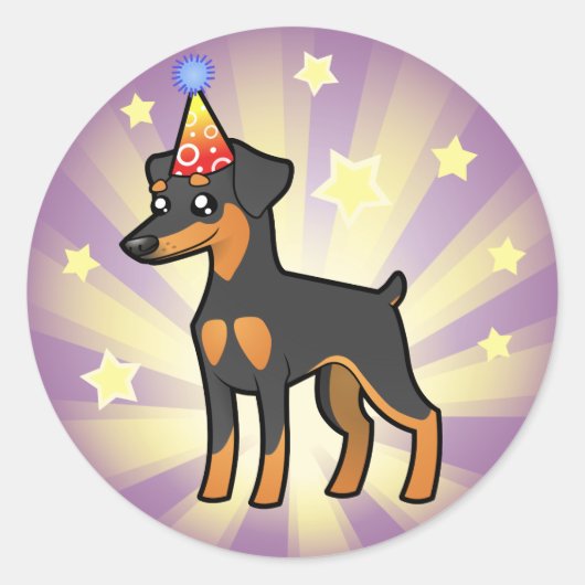 Birthday Miniature Pinscher/Manchester Terrier Ronde Sticker (Voorkant)