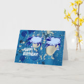 Birthday Mixed Media Blue Sheep Kaart (Gele Bloem)