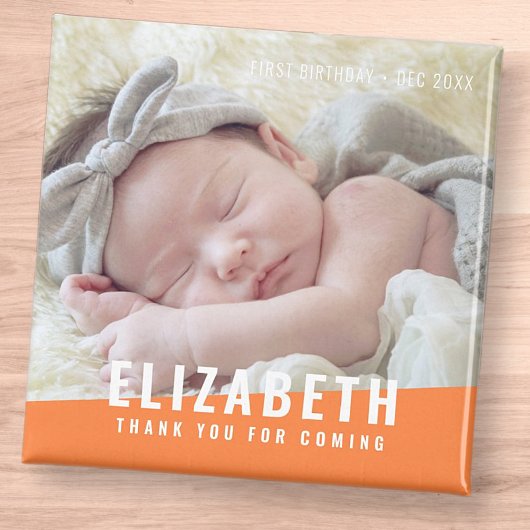 Birthday Modern Bright Color Foto bedankt Magneet