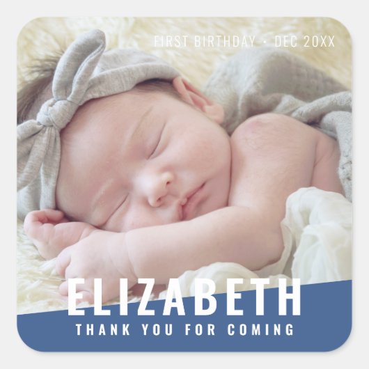 Birthday Modern Bright Color Foto bedankt Vierkante Sticker (Voorkant)