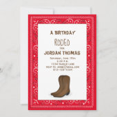 Birthday Modern Cute Red Bandana Cowboy Boots Kaart (Voorkant)
