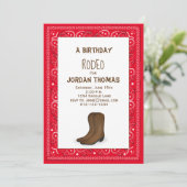 Birthday Modern Cute Red Bandana Cowboy Boots Kaart (Staand voorkant)