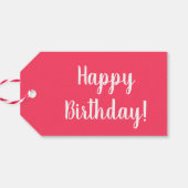 Birthday Modern Pink Typography Cadeaulabel (Achterkant Horizontaal)