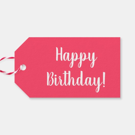 Birthday Modern Pink Typography Cadeaulabel (Achterkant Horizontaal)