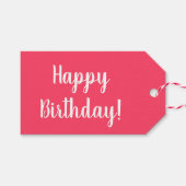 Birthday Modern Pink Typography Cadeaulabel (Voorkant (Horizontaal))