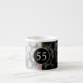 Birthday Mok zwarte witte marmer - uw jaartal (Voorkant)