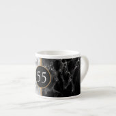 Birthday Mok zwarte witte marmer - uw jaartal (Voorkant rechts)