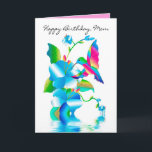 Birthday Mom, Hummingbird & Flowers Card Kaart<br><div class="desc">Bright and beautiful Thinking of You Greeting with a hummingbird pollinating beautiful bright flowers.  This greeting
is part of my Kaleidoscope collection.  Vivid Colors.  Other categories will be added which will include,  birthdays,  invitations etc.</div>