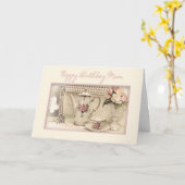 BIRTHDAY - MOM -  teaset Kaart (Gele Bloem)