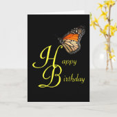Birthday Monarch Butterfly Card Kaart (Gele Bloem)