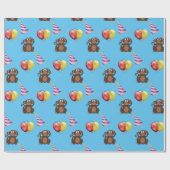 Birthday Monkey en Balloons Kinder Cadeaupapier (Vlak)