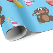 Birthday Monkey en Balloons Kinder Cadeaupapier (Rol Hoek)