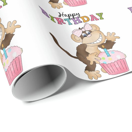 Birthday Monkey party wrappaper Cadeaupapier (Rol Hoek)