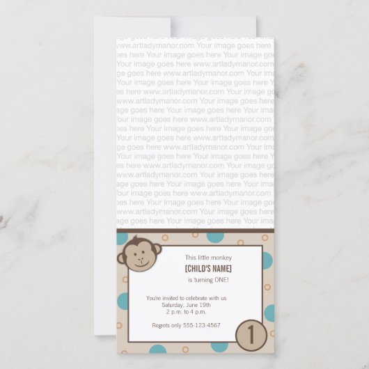 Birthday Monkey Photo Card Uitnodiging (Voorkant)