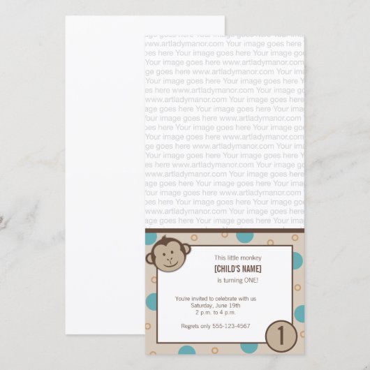 Birthday Monkey Photo Card Uitnodiging (Voorkant / Achterkant)