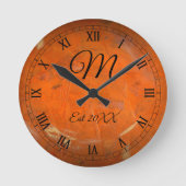 Birthday Monogram Glazed Terracotta Ronde Klok (Voorkant)