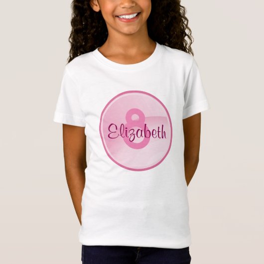 Birthday Monogram - Naam en leeftijd op een roze c T-shirt (Voorkant)
