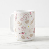 Birthday monogramme  bloempastelroze koffiemok (Voorkant links)