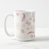 Birthday monogramme  bloempastelroze koffiemok (Links)