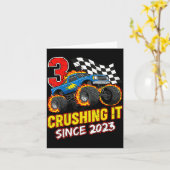 Birthday Monster Truck 3 Year Old Boys 3rd Party B Kaart (Gele Bloem)