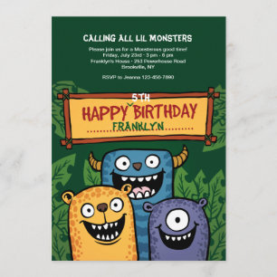 Birthday Monsters Uitnodiging