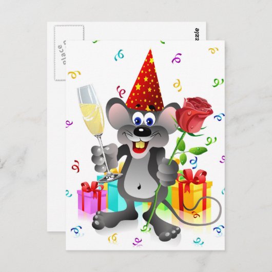 Birthday Mouse Briefkaart (Voorkant / Achterkant)