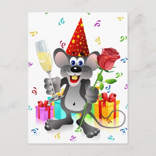 Birthday Mouse Briefkaart (Voorkant)