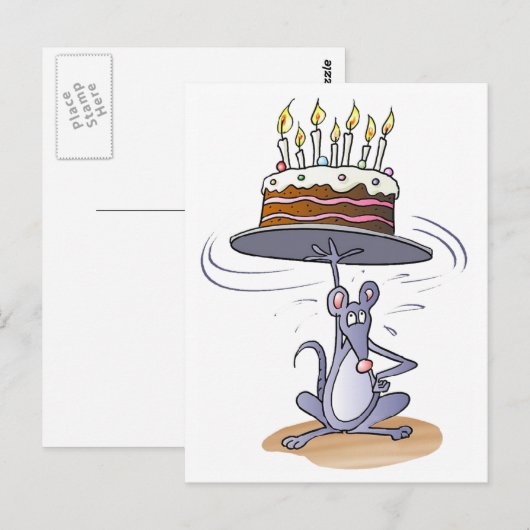Birthday Mouse Briefkaart (Voorkant / Achterkant)