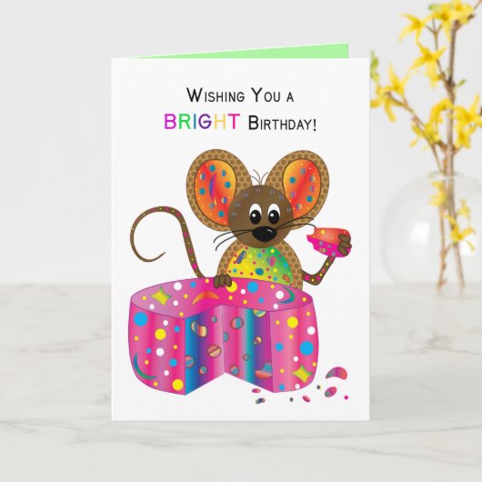 Birthday, Mouse & Cheese, Kaleidoscope Collection Kaart (Gele Bloem)
