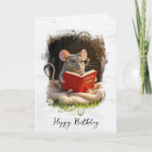 Birthday Mouse Reading a Book Kaart (Voorkant)