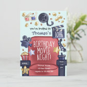 Birthday movie night Invitation Kaart (Staand voorkant)