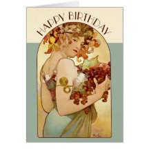 Birthday Mucha Fruit CC0358 Art Nouveau Card