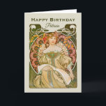 Birthday Mucha Reverie Daydroom Art Nouveau C0989 Kaart<br><div class="desc">De kaart van de verjaardag geïnspireerd door één van de populairste panelen van Alphonse Mucha (Rêverie,  of DayDream,  1898) personaliseer de verjaardagskaart eenvoudig door over de voorbeeldteksten te typen. U kunt de achtergrondkleur van het afbeelding ook veranderen.</div>
