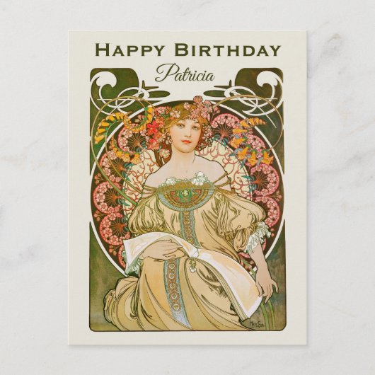 Birthday Mucha Reverie Daydroom Art Nouveau CC1031 Briefkaart (Voorkant)