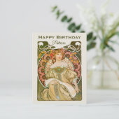 Birthday Mucha Reverie Daydroom Art Nouveau CC1031 Briefkaart (Staand voorkant)