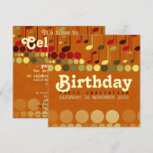 Birthday Music Fun Uitnodiging (Voorkant / Achterkant)