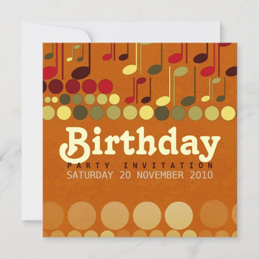 Birthday Music Fun Uitnodiging (Voorkant)