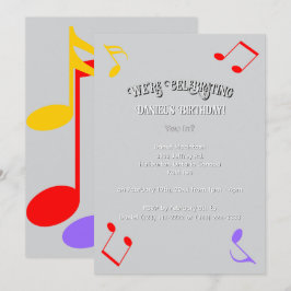 Birthday Music Notes Invitation Kaart