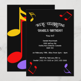 Birthday Music Notes Invitation Kaart